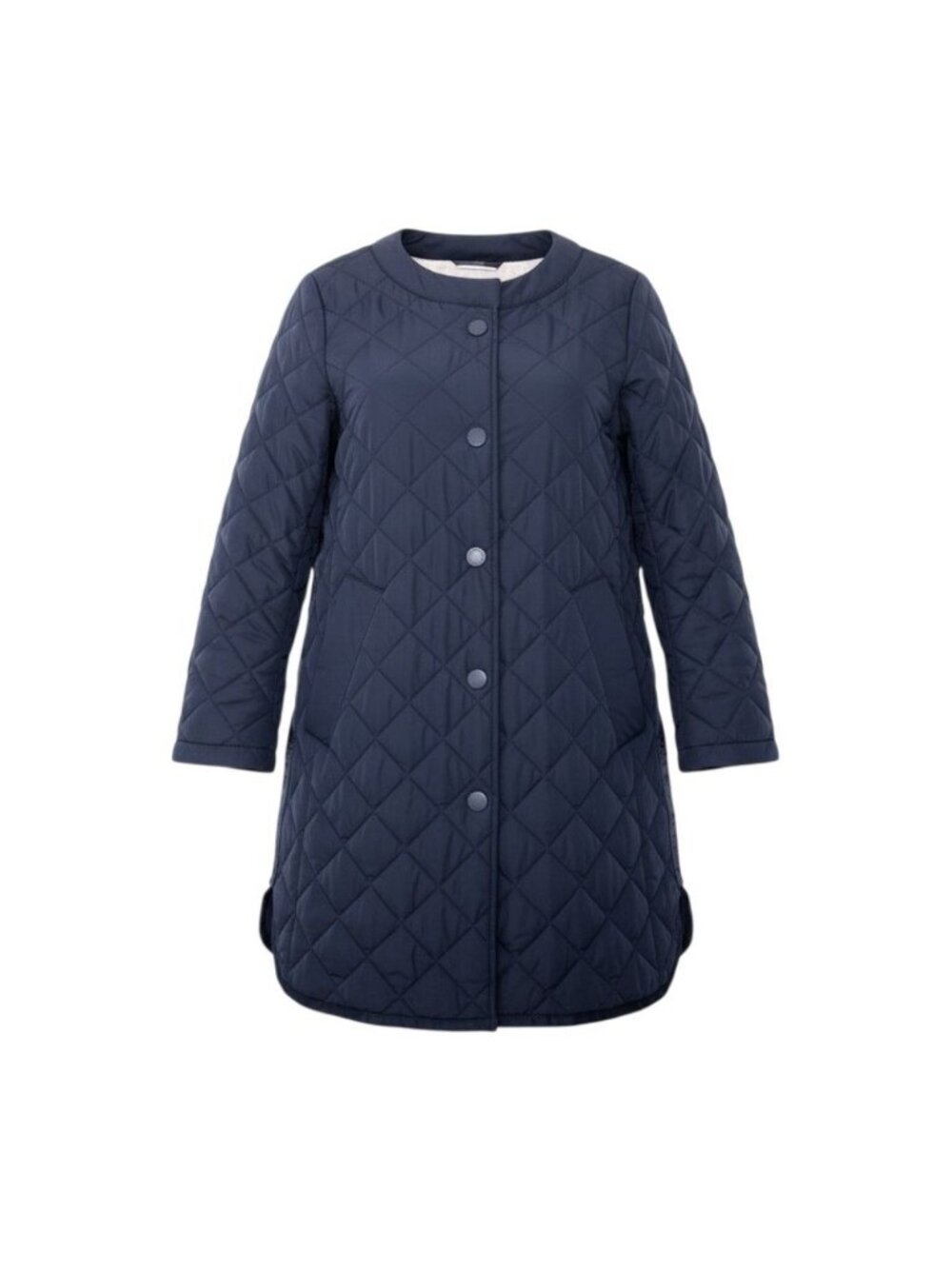 Max Mara Weekend Quilted Coat Mid Length Side Line Logo Navy Polyester 38